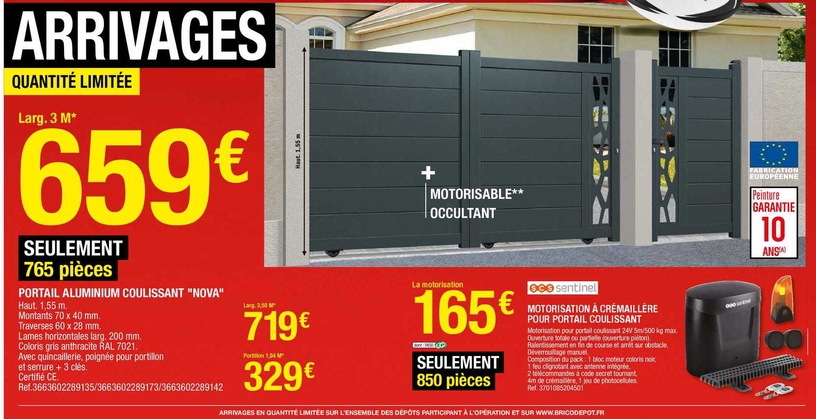 Portail Aluminium Coulissant "nova" Sentinel Motorisation à Crémaillère Pour Portail Coulissant