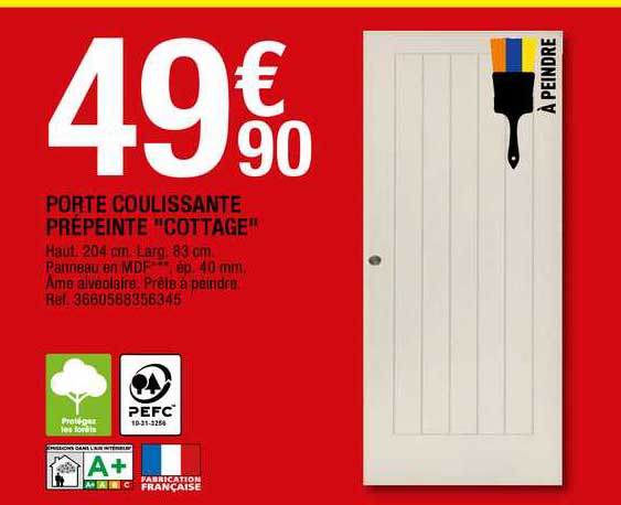 Porte Coulissante Prépeinte "cottage"