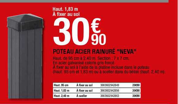 poteau acier rainuré "neva"