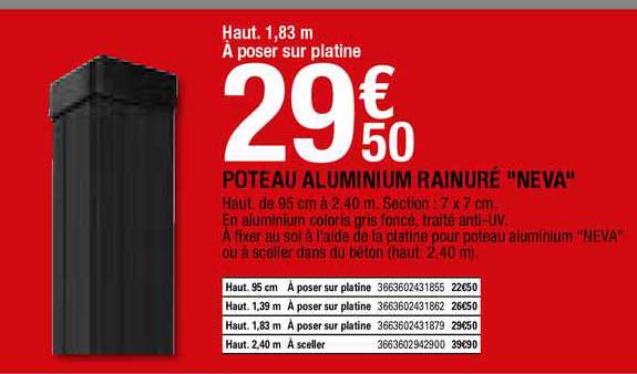 poteau aluminium rainuré "neva"