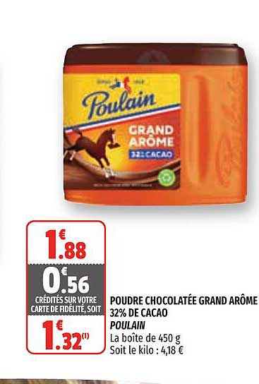 poudre chocolatée grand arôme 32% de cacao poulain