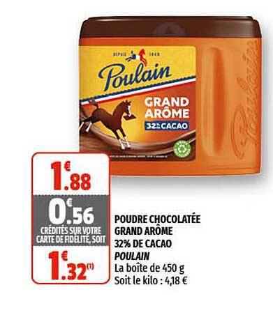 poudre chocolatée grand arôme 32% de cacao poulain