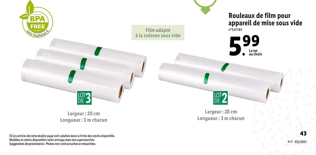 rouleaux de film pour appareil de mise sous vide