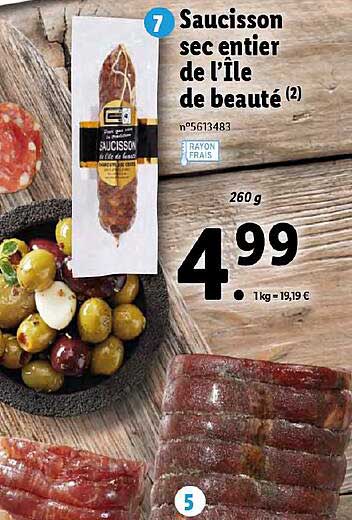 saucisson sec entier de l'ile de beaute