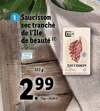 saucisson sec tranche de l'ile de beaute
