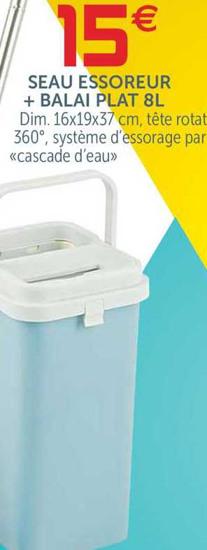Seau Essoreur + Balai Plat 8l