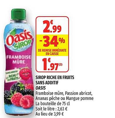 sirop riche en fruits sans additif oasis
