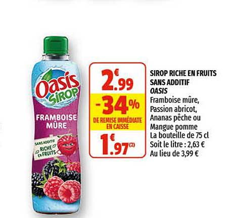 sirop riche en fruits sans additif oasis