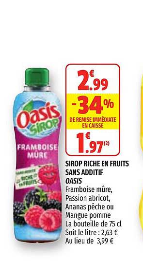 sirop riche en fruits sans additif oasis