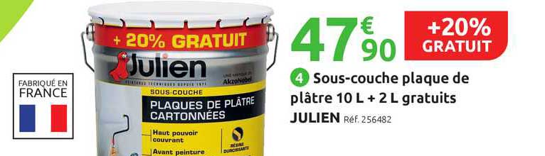 Sous-couche Plaque De Plâtre 10 L + 2 L Gratuis Julien +20% Gratuit