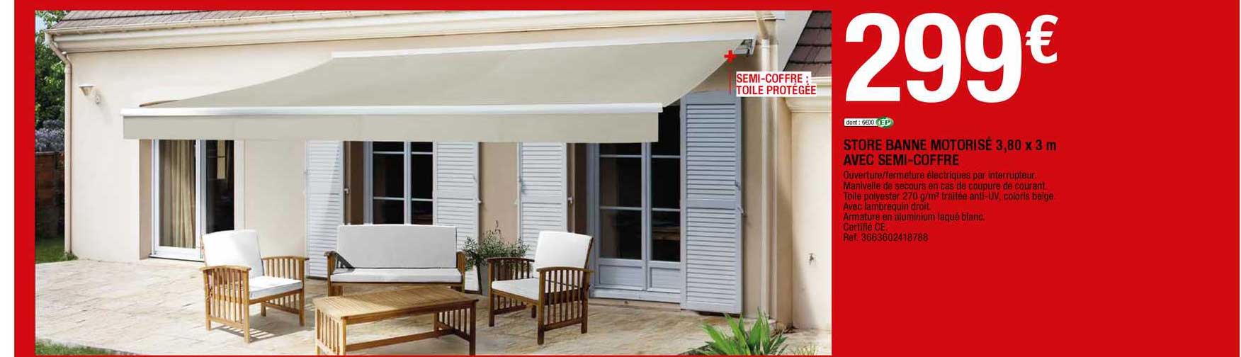 store banne motorisé 3.80 x 3 m avec semi-coffre