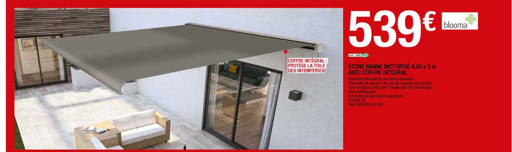 store banne motorisé 4.80 x 3 m avec coffre intégral