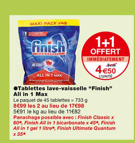 tablettes lave-vaisselle "finish" all in 1 max