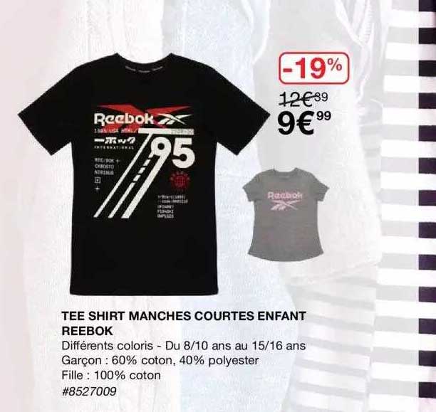 tee shirt manches courtes enfant reebok