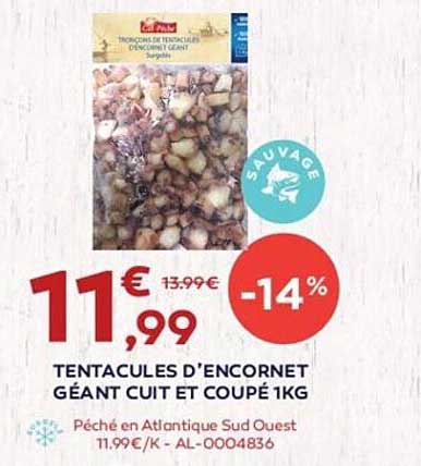 tentacules d'encornet géant cuit et coupé 1 kg