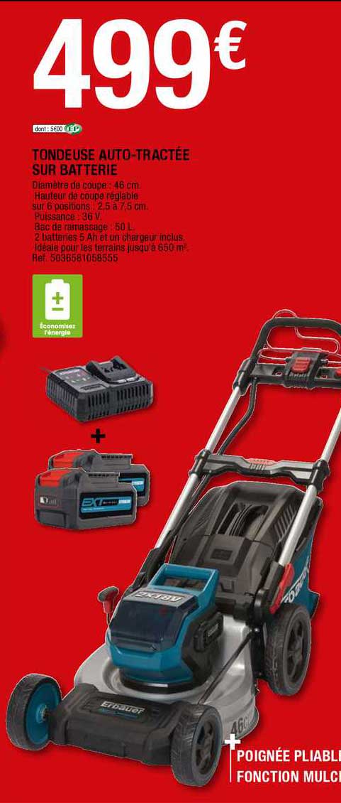 tondeuse auto-tractée sur batterie