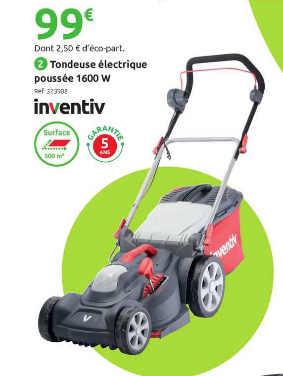 tondeuse électrique poussée 1600 w inventiv