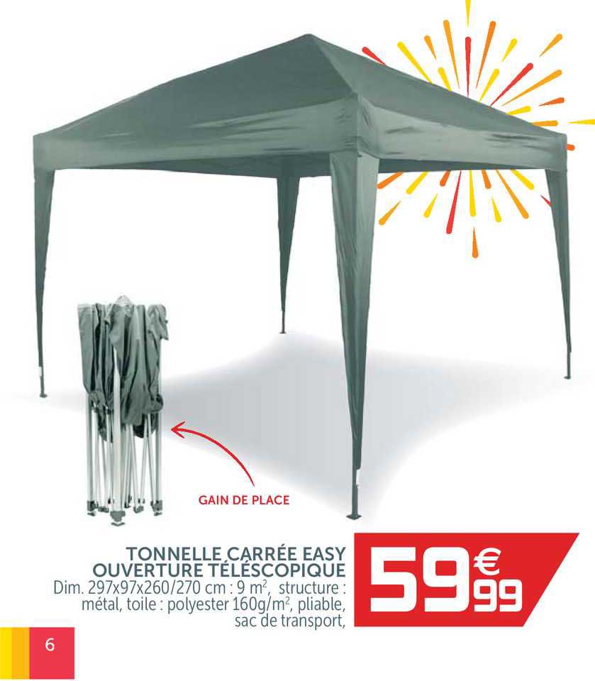 tonnelle carré easy ouverture téléscopique