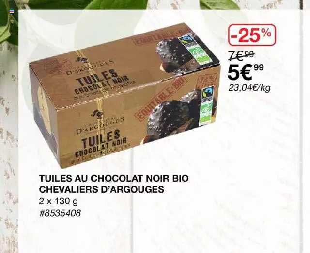 tuiles au chocolat noir bio chevaliers d'argouges