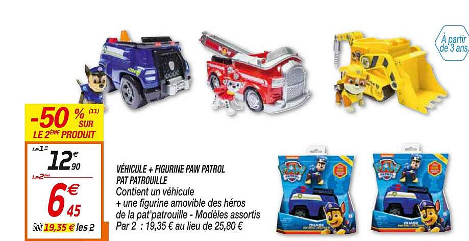 véhicule + figurine paw patrol pat patrouille