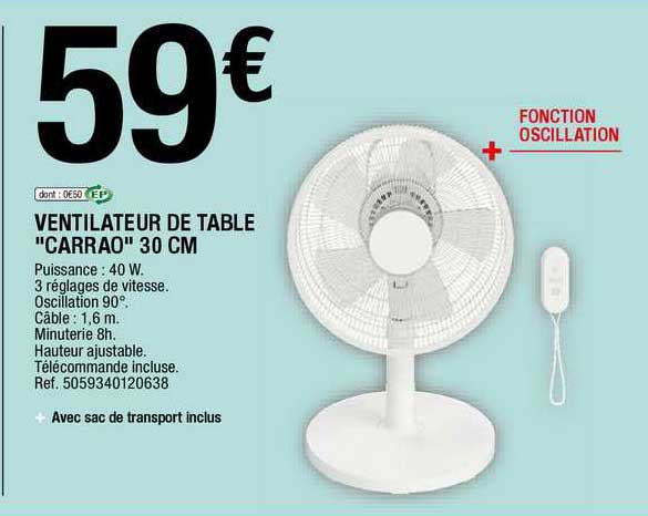 Ventilateur De Table "carrao" 30 Cm