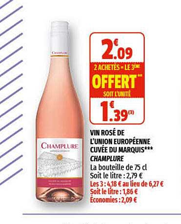 vin rosé de l'union européenne cuvée du marquis champlure