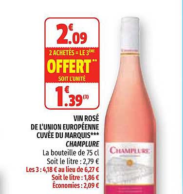 vin rosé de l'union européenne cuvée du marquis champlure