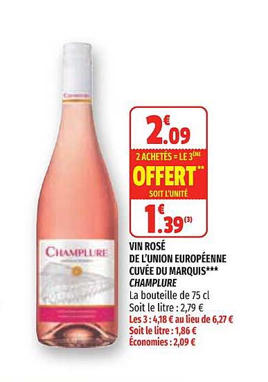 vin rosé de l'union européenne cuvée du marquis champlure