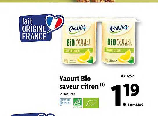 Yaourt Bio Saveur Citron
