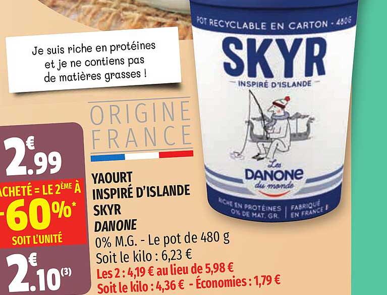 yaourt inspiré d'islande skyr danone