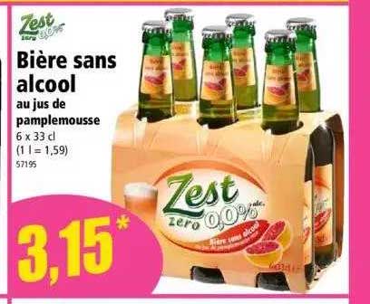 zest biere sans alcool au jus de pamplemousse