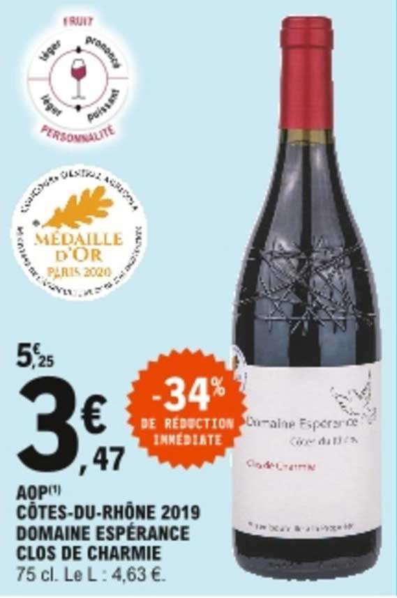 aop côtes-du-rhône 2019 domaine espérance clos de charmie