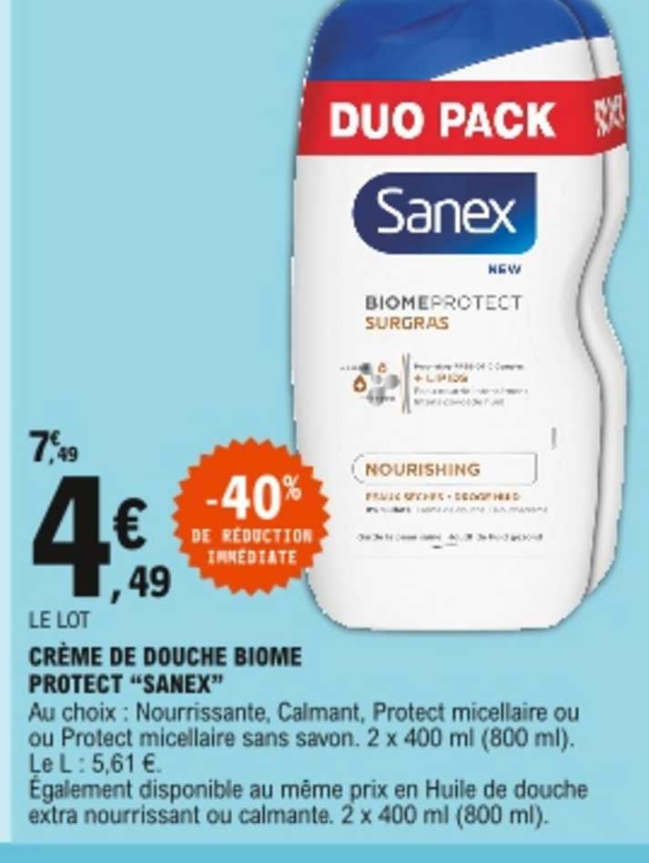 crème de douche biome protect "sanex"