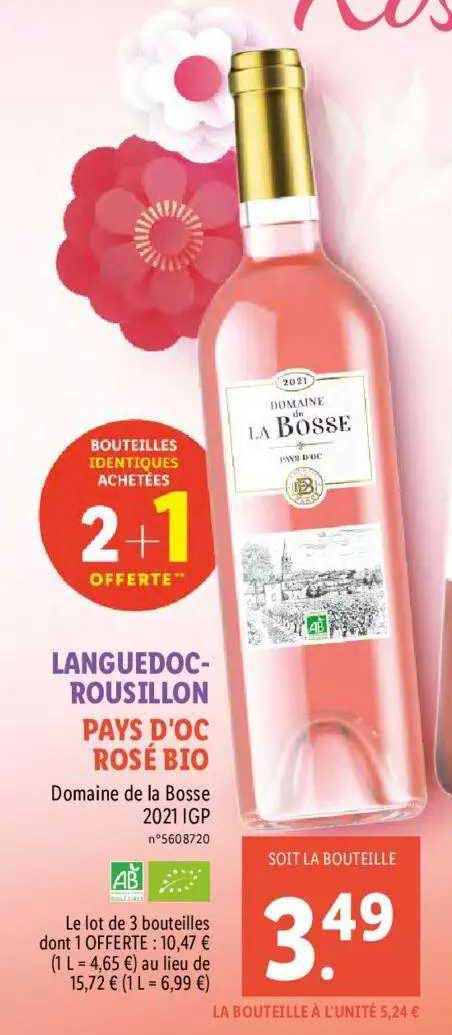 languedoc-roustillon pays d'oc rosé bio domaine de la bosse 2021 igp