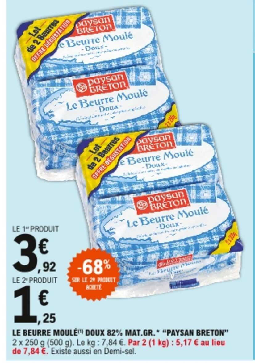 le beurre moulé doux 82%  mat. gr. "paysan breton"