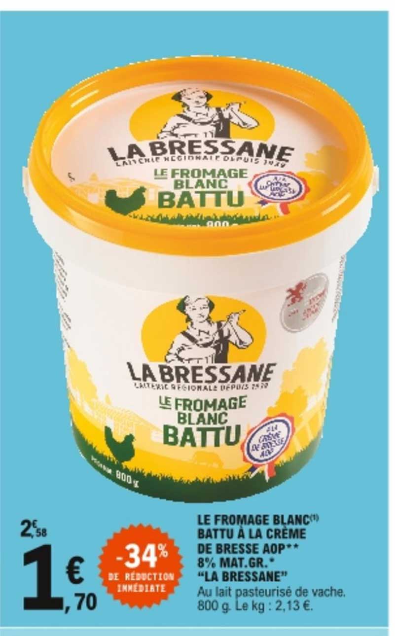 le fromage blanc battu à la crème de bresse aop 8%  mat. gr. "la bressane"