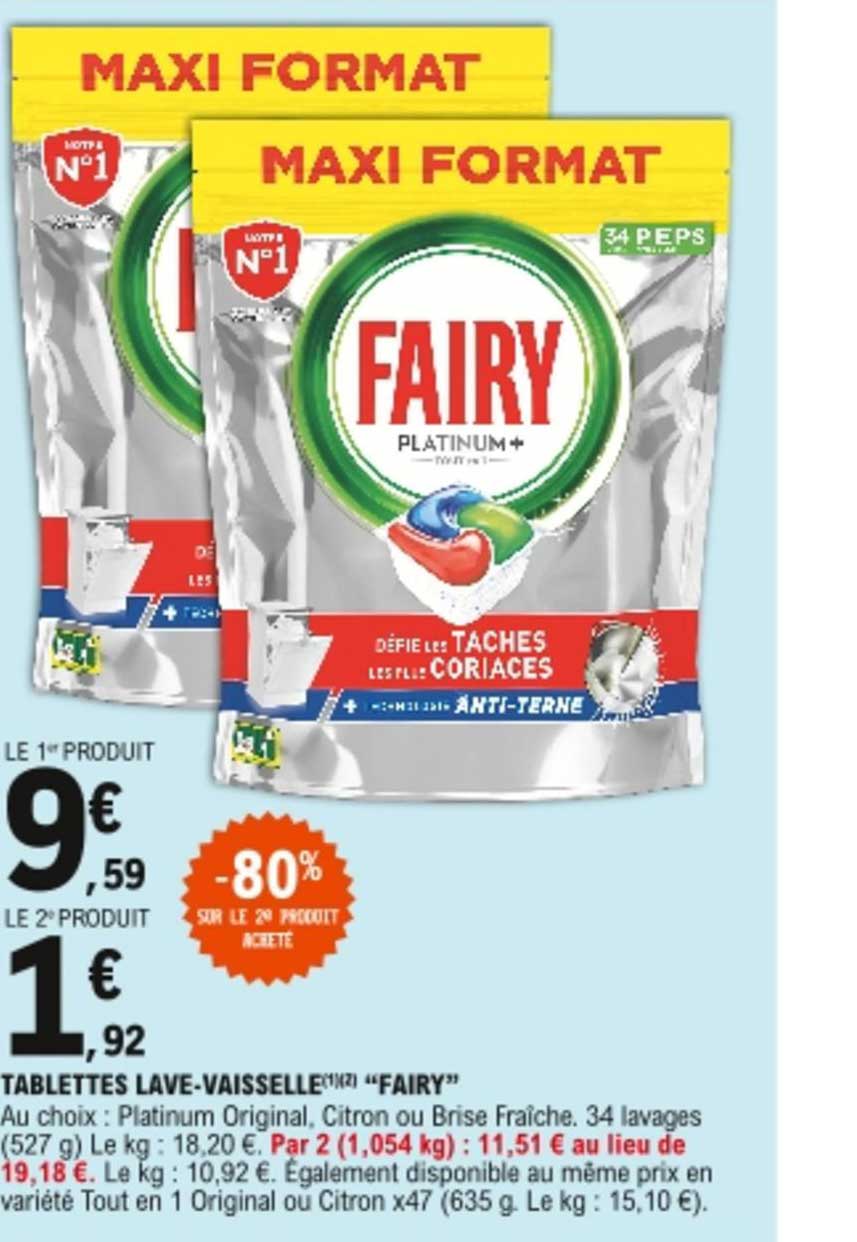 tablettes lave-vaisselle "fairy"