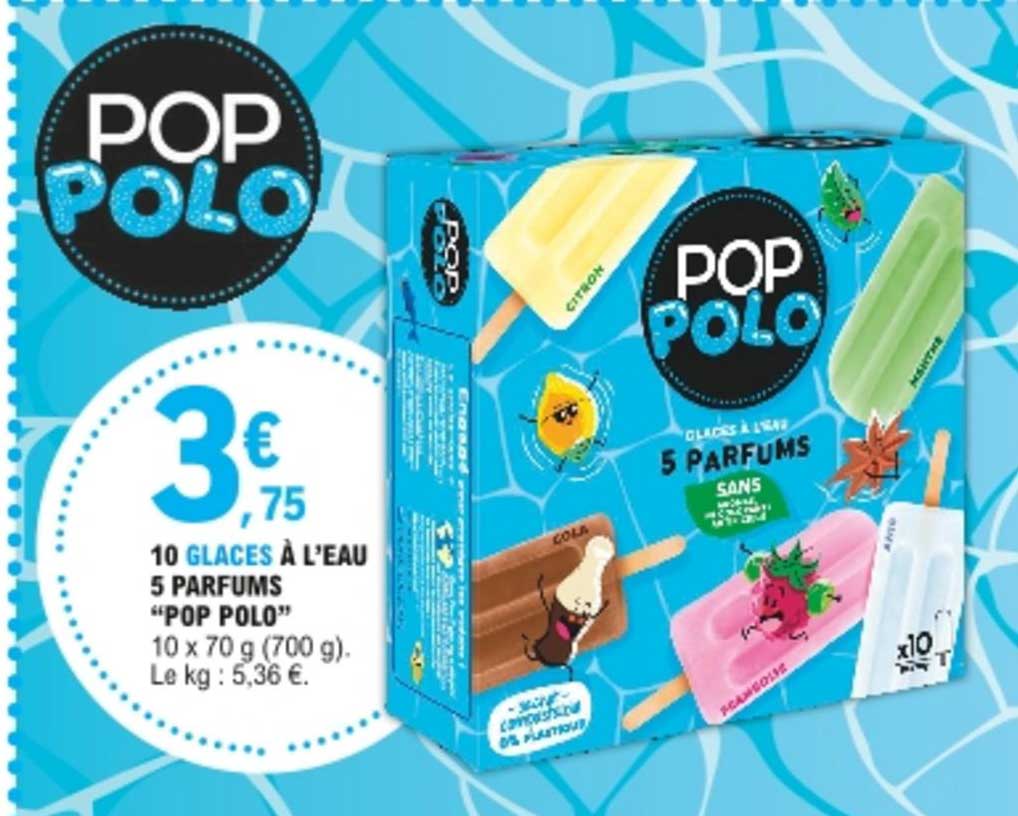 10 glaces à l'eau 5 parfums "pop polo"