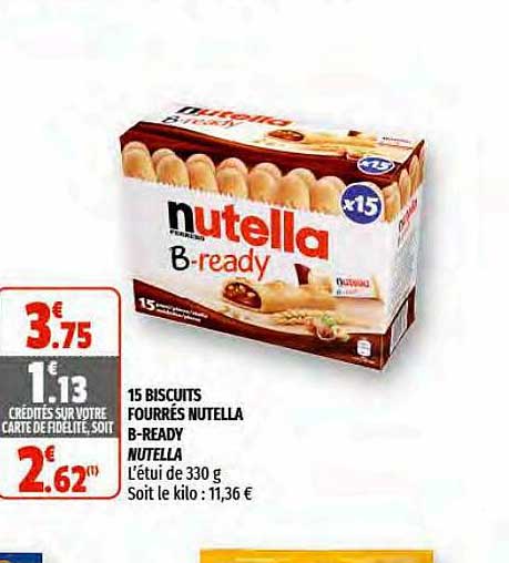 15 biscuits fourrés nutella b-ready nutella