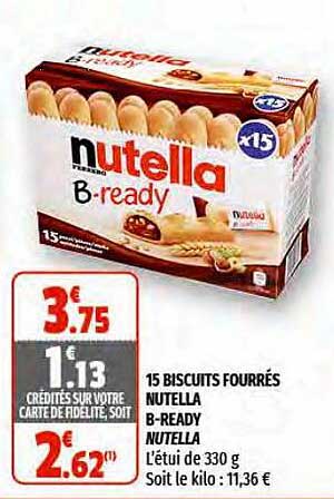 15 biscuits fourrés nutella b-ready nutella