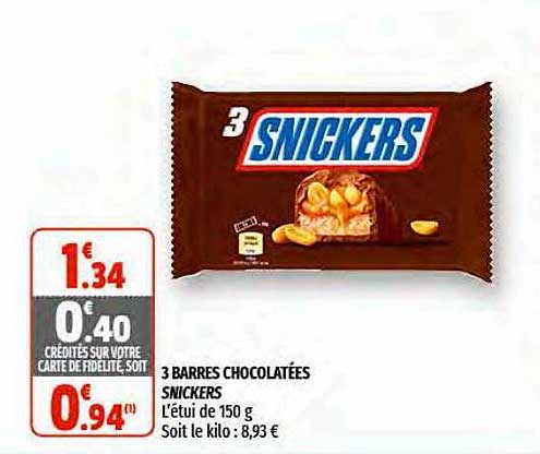 3 Barres Chocolatées Snickers