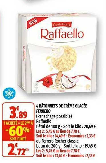 4 Bâtonnets De Crème Glacée Ferrero