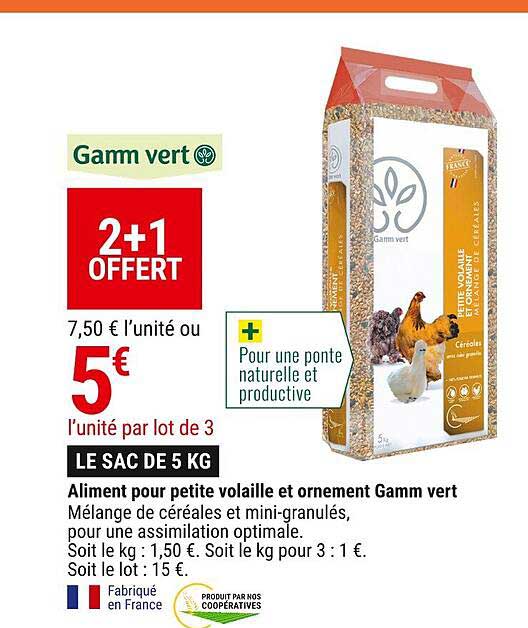 aliment pour petite volaille et ornement gamme vert