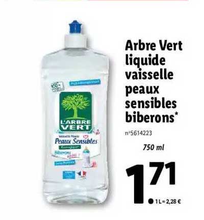 arbre vert liquide vaisselle peaux sensibles biberons