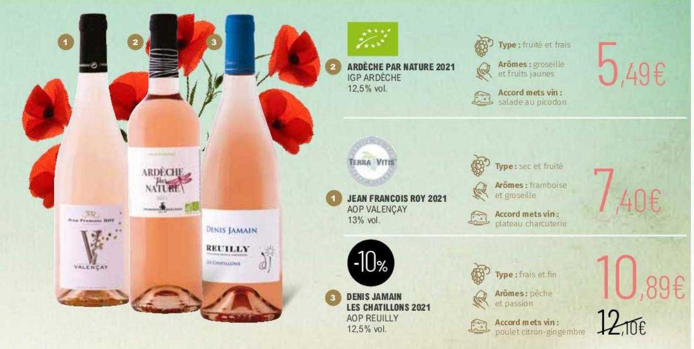 Ardèche Par Nature 2021 Igp Ardèche, Jean François Roy 2021 Aop Valençay, Denis Jamain Les Chatillons 2021 Aop Reuillons 2021