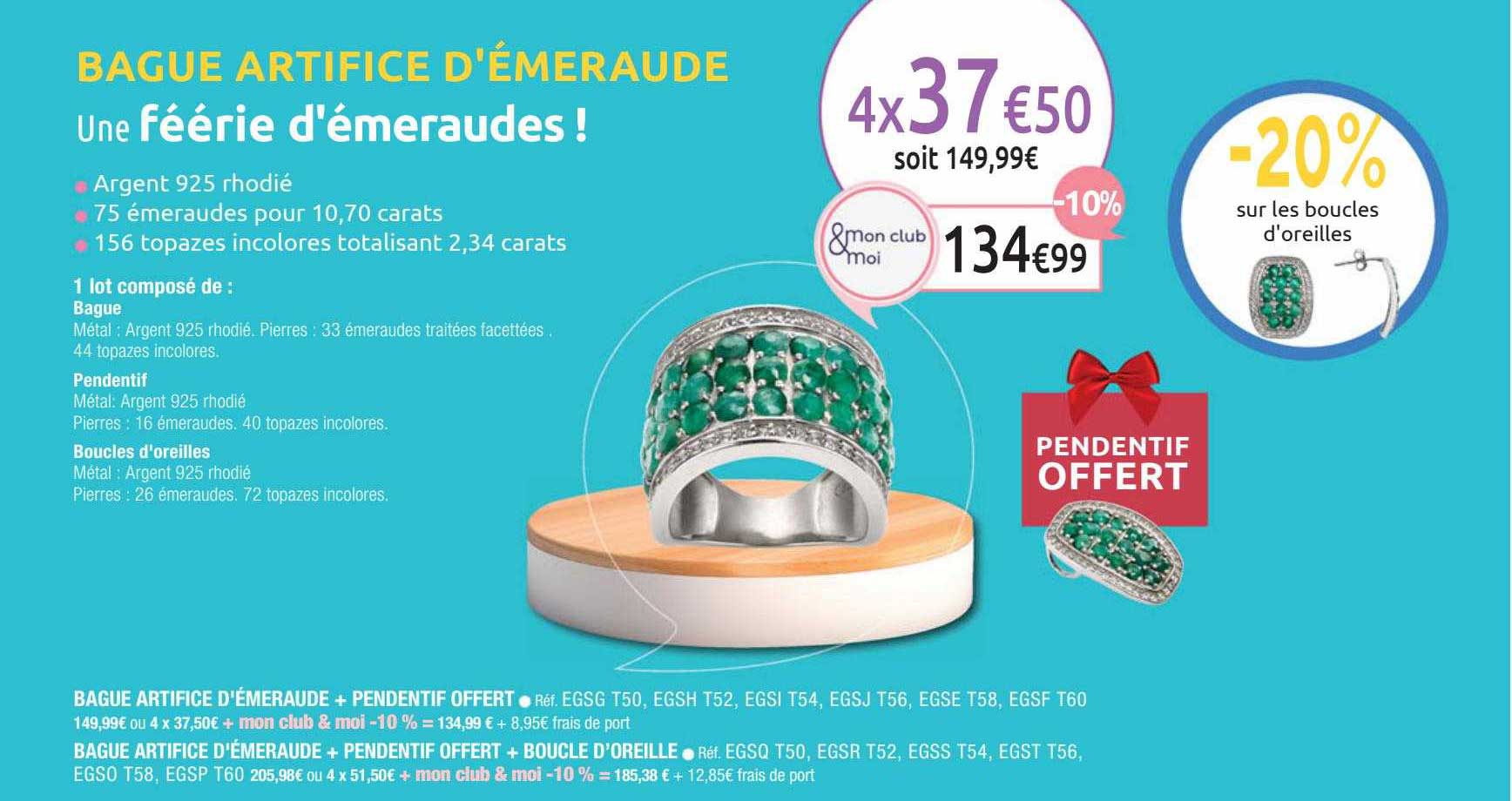 bague artifice d'émeraude