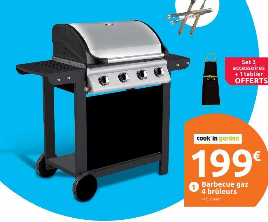 barbecue gaz 4 brûleurs cook'in garden