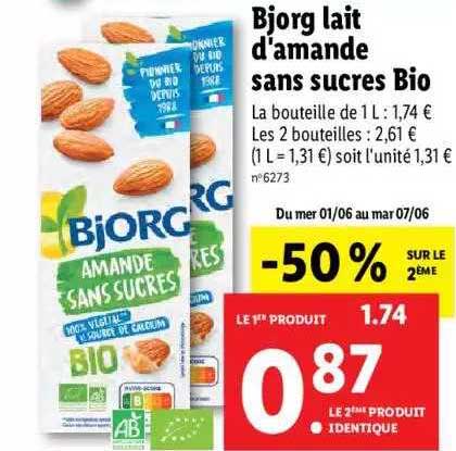 bjorg lait d'amande sans sucres bio