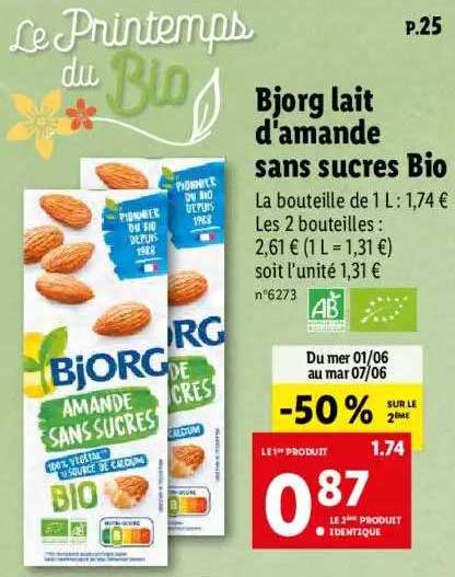 bjorg lait d'amande sans sucres bio