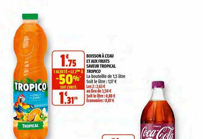 boisson à l'eau et aux fruits saveur tropical tropico